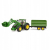 Bruder 3155 traktor John Deere 7R 350 s čelním nakladačem a tandemovým přepravním přívěsem Bruder 3155 traktor John Deere 7R 350 s čelním nakladačem a tandemovým přepravním přívěsem