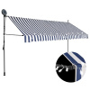 Ručne zaťahovacia markíza s LED 350 cm, modro biela-ForU-145846 Ručne zaťahovacia markíza s LED 350 cm, modro biela-ForU-145846