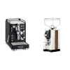 La Pavoni Mini Cellini, black + Eureka Mignon Specialita, WD white, walnut La Pavoni Mini Cellini, black + Eureka Mignon Specialita, WD white, walnut