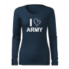 DRAGOWA Slim dámske tričko s dlhým rukávom i love army, tmavo modrá 160g/m2 - XS DRAGOWA Slim dámske tričko s dlhým rukávom i love army, tmavo modrá 160g/m2 - XS