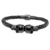 CITY STORM Pánsky náramok z eko kože s lebkami v čiernej farbe + darčeková krabička zadarmo CITY STORM Pánsky náramok z eko kože s lebkami v čiernej farbe + darčeková krabička zadarmo