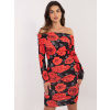Dámske čierno-červené kvetované šaty s odhalenými ramenami DHJ-SK-18688.36-black-red ONE SIZE Dámske čierno-červené kvetované šaty s odhalenými ramenami DHJ-SK-18688.36-black-red ONE SIZE
