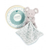 Doudou Darčeková sada - Plyšová myška s dečkou z BIO bavlny 15 cm zeleno-biela Doudou et Compagnie Paris Doudou Darčeková sada - Plyšová myška s dečkou z BIO bavlny 15 cm zeleno-biela Doudou et Compagnie Paris