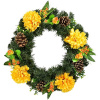 DOMMIO Veniec jesenný s chryzantémami, priemer 35 cm, žltý DOMMIO Veniec jesenný s chryzantémami, priemer 35 cm, žltý