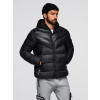 Ombre Modern quilted men's jacket of combined materials - black čierna L Ombre 5907064508976 Ombre Modern quilted men's jacket of combined materials - black čierna L Ombre 5907064508976