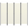 vidaXL Paraván so 4 panelmi, krémovo biely 200x180 cm