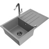 Mexen Bruno granitový drez 1-komorový s odkvapkávačom a kuchynskou batériou Flora, sivý - 6513-71-670401-07-B Mexen Bruno granitový drez 1-komorový s odkvapkávačom a kuchynskou batériou Flora, sivý - 6513-71-670401-07-B