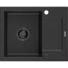 Mexen Enzo, granitový drez 576x465x174 mm, 1-komorový, čierna/strieborná metalíza s grafitovým sifónom, 6506571005-73-B Mexen Enzo, granitový drez 576x465x174 mm, 1-komorový, čierna/strieborná metalíza s grafitovým sifónom, 6506571005-73-B