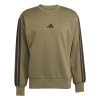 adidas Essentials 3-Stripes Fleece Sweatshirt Mens Olive Strata L adidas Essentials 3-Stripes Fleece Sweatshirt Mens Olive Strata L