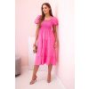 Legínovo Dámske viskózové šaty s nadýchaným rukávom a nariaseným vrchom béžové Farba: Ružová, Veľkosť: UNI Legínovo Dámske viskózové šaty s nadýchaným rukávom a nariaseným vrchom béžové Farba: Ružová, Veľkosť: UNI