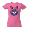 Tričko s potlačou Mačka mandala dámské Růžová M Tričko s potlačou Mačka mandala dámské Růžová M
