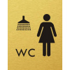 Štítok na dvere zlat.mat. 7x9cm Picto / WC + SPRCHY ženy Zlatá matná Štítok na dvere zlat.mat. 7x9cm Picto / WC + SPRCHY ženy Zlatá matná
