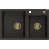 Mexen Tomas granitový drez 2-komorový 800 x 500 mm, čierny/zlatý metalík, sifón zlatý - 6516802000-75-G Mexen Tomas granitový drez 2-komorový 800 x 500 mm, čierny/zlatý metalík, sifón zlatý - 6516802000-75-G