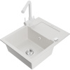 Mexen Enzo, granitový drez 576x465x174 mm, 1-komorový, biela matná batéria Duero, biela, 6506-20-671600-20 Mexen Enzo, granitový drez 576x465x174 mm, 1-komorový, biela matná batéria Duero, biela, 6506-20-671600-20