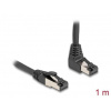 Delock Síťový kabel RJ45 Cat.8.1 S/FTP, zalomený nahoru o 90° / přímý, 1m, černý Delock Síťový kabel RJ45 Cat.8.1 S/FTP, zalomený nahoru o 90° / přímý, 1m, černý