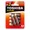 TOSHIBA RED ALKALINE LR6 AA 1,5V Alkalické batérie PACK 6ks TOSHIBA RED ALKALINE LR6 AA 1,5V Alkalické batérie PACK 6ks