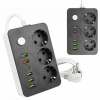 Predlžovací Kábel napájacia lišta 2 m 3 ZÁSUVKY UZEMNENIE 6x USB ČIERNY Predlžovací Kábel napájacia lišta 2 m 3 ZÁSUVKY UZEMNENIE 6x USB ČIERNY