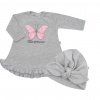 Dojčenské šatôčky s čiapočkou-turban New Baby Little Princess sivé 68 (4-6m)