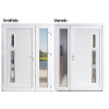 Dvojkrídlové vchodové dvere plastové Soft Julie Inox+Sklo Nisip, Biela/Biela, 130x200 cm, ľavé