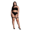 Le Désir Ananke XII Three Piece with Choker, Bandeau Top and Pantie with Garters Black Le Désir Ananke XII Three Piece with Choker, Bandeau Top and Pantie with Garters Black