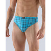 GINA Pánske bavlnené slipy s kockovaným vzorom | 70055P - tm. tyrkysová tm. šedá, 50/52 GINA Pánske bavlnené slipy s kockovaným vzorom | 70055P - tm. tyrkysová tm. šedá, 50/52