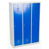 Svařovaná šatníková skriňa s mezistěnou Manutan Expert DURO preFI, 3 oddíly, šedá/modrá, otočný uzáver Svařovaná šatníková skriňa s mezistěnou Manutan Expert DURO preFI, 3 oddíly, šedá/modrá, otočný uzáver