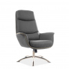 SIGNAL MEBLE Relaxačné kreslo s taburetkou REGAN, brúsená oceľ/sivá tap. 176 SIGNAL MEBLE Relaxačné kreslo s taburetkou REGAN, brúsená oceľ/sivá tap. 176