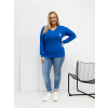 Factory Plus size tričko s dlhým rukávom a V výstrihom – pohodlný a štýlový základ outfitu Farba: Kráľovská modrá, Veľkosť molet: UNI Factory Plus size tričko s dlhým rukávom a V výstrihom – pohodlný a štýlový základ outfitu Farba: Kráľovská modrá, Veľkosť molet: UNI