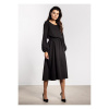 Čierne voľné midi šaty s opaskom, A662 M Čierne voľné midi šaty s opaskom, A662 M