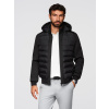 Ombre Quilted bomber jacket with hood and knitted sleeves - black čierna | biela | šedá XXL Ombre 5907064522941 Ombre Quilted bomber jacket with hood and knitted sleeves - black čierna | biela | šedá XXL Ombre 5907064522941