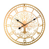 Veľké dizajnové kovové nástenné hodiny s tichým chodom MPM Tree of life - zlaté - E04.5457.80 Veľké dizajnové kovové nástenné hodiny s tichým chodom MPM Tree of life - zlaté - E04.5457.80