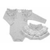 BABY NELLYS 2 dielna sada, body dl.rukáv + suknička s krajkou a volánikmi, veľ. 74, sivá BABY NELLYS 2 dielna sada, body dl.rukáv + suknička s krajkou a volánikmi, veľ. 74, sivá