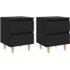 SHUMEE Nočné stolíky s nohami z borovice 2 ks čierne 40 × 35 × 50 cm, 805854 SHUMEE Nočné stolíky s nohami z borovice 2 ks čierne 40 × 35 × 50 cm, 805854