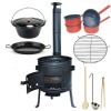 Kotlíkový set Párty 3 v 1, čierna kotlina 36 cm a smaltovaný kotlík 10 L s pokrievkou a príslušenstvom Kotlíkový set Párty 3 v 1, čierna kotlina 36 cm a smaltovaný kotlík 10 L s pokrievkou a príslušenstvom