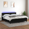 Box spring postel s matrací a LED černá 180x200 cm textil Černý 3133095 Box spring postel s matrací a LED černá 180x200 cm textil Černý 3133095