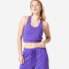 DOMYOS Dámske crop tielko na fitness 520 z moltonu fialové XL DOMYOS Dámske crop tielko na fitness 520 z moltonu fialové XL
