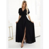 Numoco 581-1 JENNIFER lesklé dlhé šaty s rukávmi a výstrihom - čierne s trblietkami Numoco 581-1 JENNIFER lesklé dlhé šaty s rukávmi a výstrihom - čierne s trblietkami