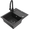 Mexen Enzo granitový drez s 1-komorou s odkvapom a kuchynskou batériou Elia, čierny bodkovaný - 6506-76-670101-70-B Mexen Enzo granitový drez s 1-komorou s odkvapom a kuchynskou batériou Elia, čierny bodkovaný - 6506-76-670101-70-B