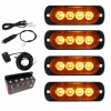 4x stroboskopická LED lampa oranžová pomoc odťahovka 12-24V maják s diaľkovým ovládačom 4x stroboskopická LED lampa oranžová pomoc odťahovka 12-24V maják s diaľkovým ovládačom