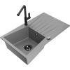 Mexen Cesar granitový drez 1-komorový s odkvapkávačom a kuchynskou batériou Flora, sivý - 6514-71-670401-70-B Mexen Cesar granitový drez 1-komorový s odkvapkávačom a kuchynskou batériou Flora, sivý - 6514-71-670401-70-B