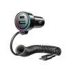 Joyroom Joyroom Car Charger 3-in-1, C+U with Type-C Coiled Cable 1.6m, 72W, Black (JR-CL07) Joyroom Joyroom Car Charger 3-in-1, C+U with Type-C Coiled Cable 1.6m, 72W, Black (JR-CL07)