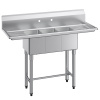 Vevor Trojdrezový nerezový drez 18g 304, 254×356×254 mm, 2 odkvapy, zástenka BXGDLSSCMSSCSNYC7001V0 Vevor Trojdrezový nerezový drez 18g 304, 254×356×254 mm, 2 odkvapy, zástenka BXGDLSSCMSSCSNYC7001V0