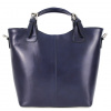 Veľká kožená dámska shopper kabelka modrá Veľká kožená dámska shopper kabelka modrá