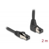 Delock Síťový kabel RJ45 Cat.8.1 S/FTP, zalomený nahoru o 90° / přímý, 2m, černý Delock Síťový kabel RJ45 Cat.8.1 S/FTP, zalomený nahoru o 90° / přímý, 2m, černý