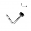 titánový piercing do nosa v tvare L so zirkónom Keira Farba: čierna, Veľkosť: 0,8 mm, Veľkosť koncovky: 2 mm titánový piercing do nosa v tvare L so zirkónom Keira Farba: čierna, Veľkosť: 0,8 mm, Veľkosť koncovky: 2 mm