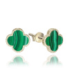 MINET Pozlátené strieborné náušnice štvorlístok s malachitom JMAS7043GE01 MINET Pozlátené strieborné náušnice štvorlístok s malachitom JMAS7043GE01