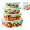 Sklenené nádoby na potraviny na uskladnenie, hermetické obedové boxy 4x Sklenené nádoby na potraviny na uskladnenie, hermetické obedové boxy 4x