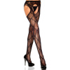 Music Legs Tights With Open Crotch And Bow Pattern - Black One Size (S-L 34 - 40) černá Music Legs Tights With Open Crotch And Bow Pattern - Black One Size (S-L 34 - 40) černá