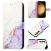 Peňaženkové kožené puzdro Marble Pattern na Samsung Galaxy S24 Plus 5G - White Purple Peňaženkové kožené puzdro Marble Pattern na Samsung Galaxy S24 Plus 5G - White Purple