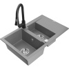 Mexen Gaspar granitový drez 1,5-komorový s odkvapkávačom a kuchynskou batériou Elia, šedý - 6507-71-670101-70 Mexen Gaspar granitový drez 1,5-komorový s odkvapkávačom a kuchynskou batériou Elia, šedý - 6507-71-670101-70